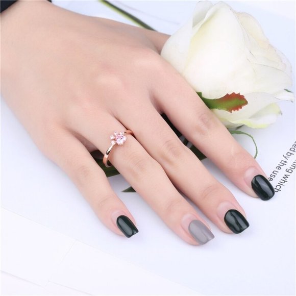 Rose Gold Dog Paw Set Necklace Ring Earrings - Picture 7 of 9